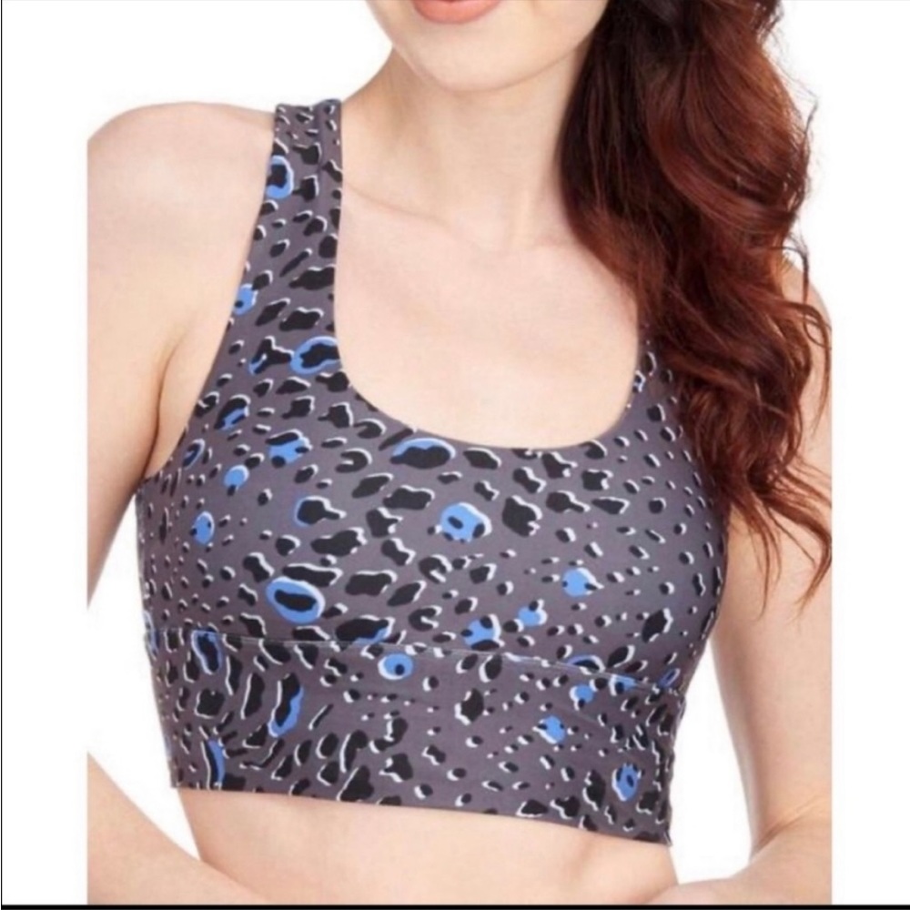 Betsy Johnson performance sports bra size xs gray and blue animal print